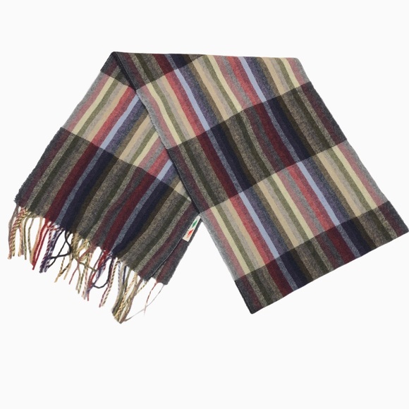 Wool scarf made in Italy stripes fringed - Picture 1 of 7